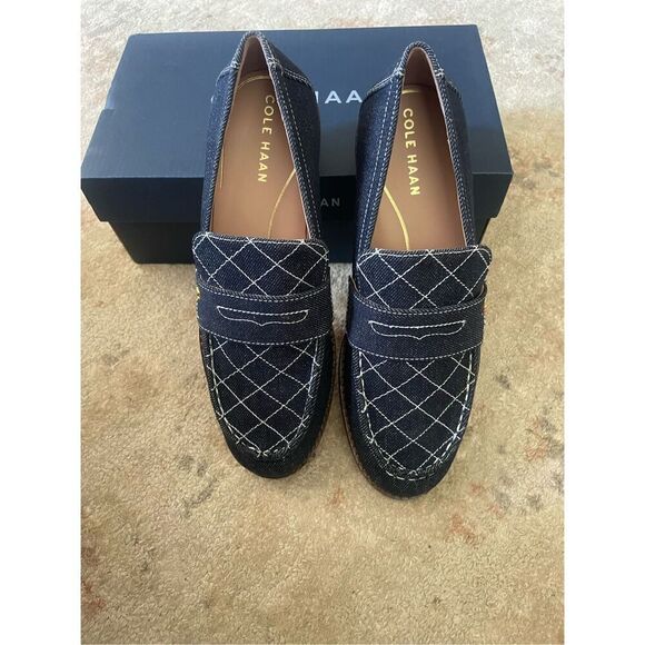Cole Haan Women's Lx Pinch Penny Loafer, Blue Denim/Natural 8 - Picture 4 of 10